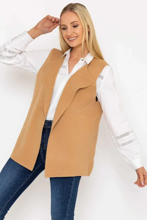 Camel Knit Waistcoat