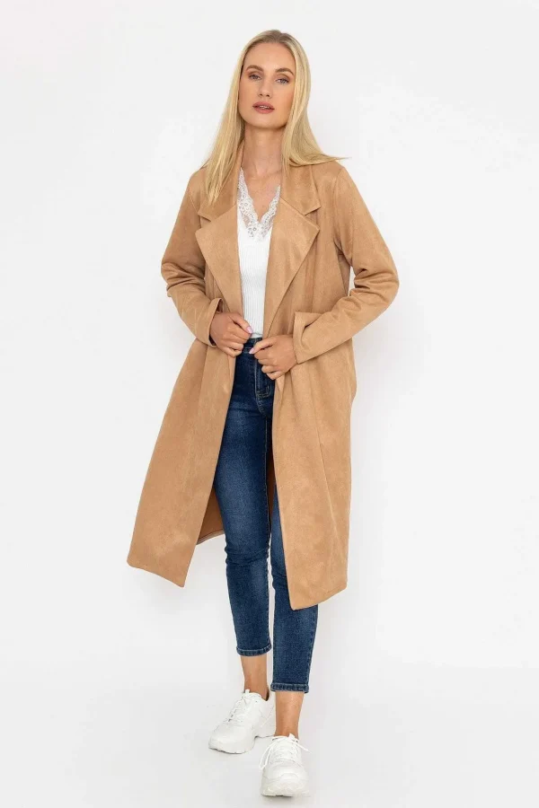 Camel Long Suede Coat
