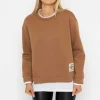 Camel Sweatshirt With White Insert
