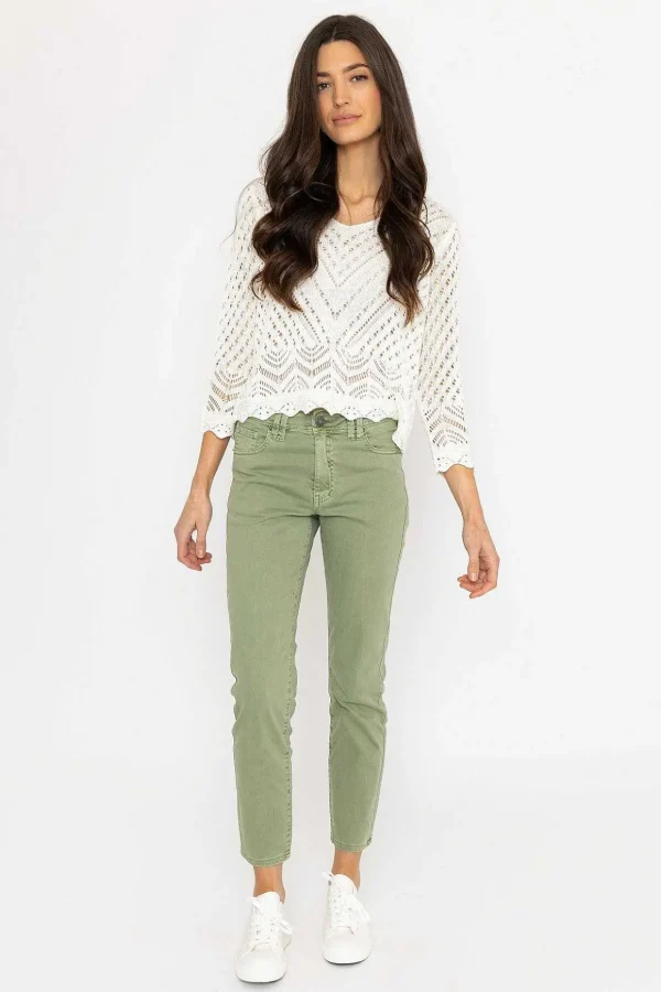 Casual Jean Pants In Green