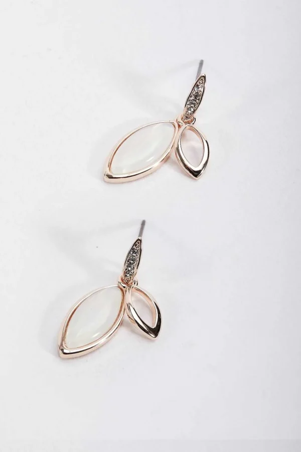 Cateye Pendant Earrings In White
