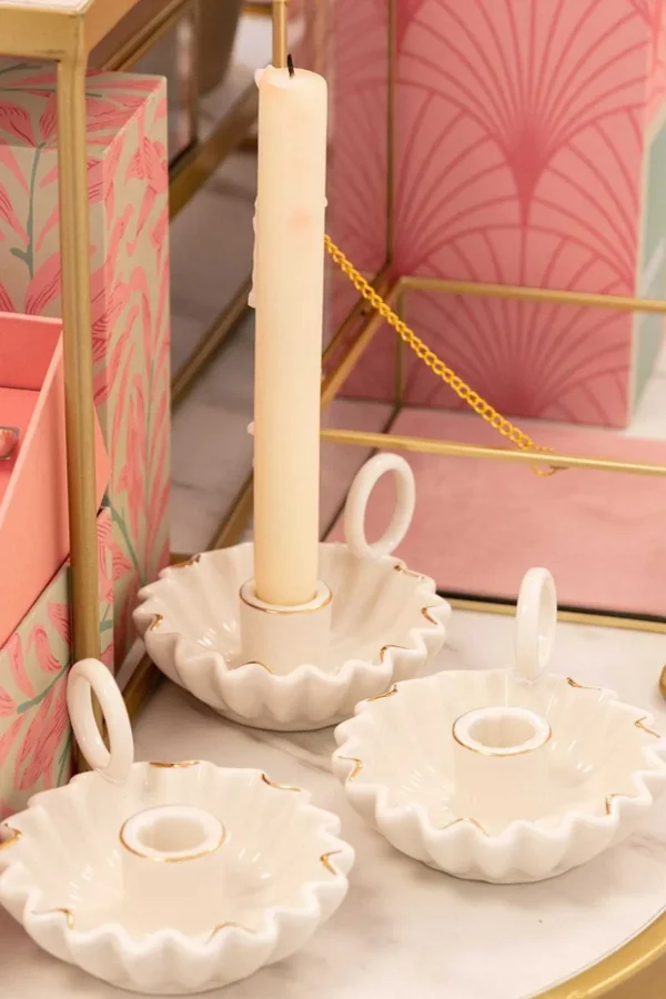 Ceramic Dinner Candle With Carrier
