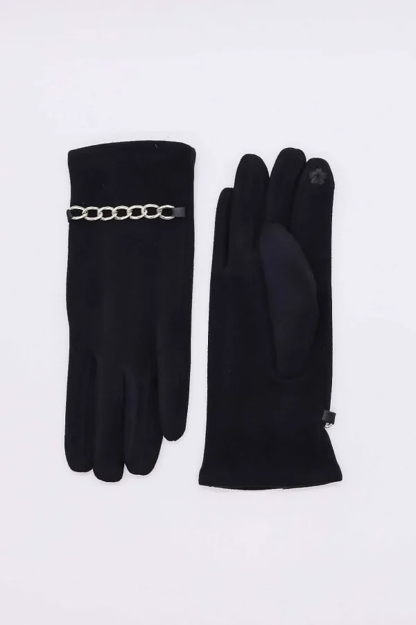 Chain Detail Glove In Black