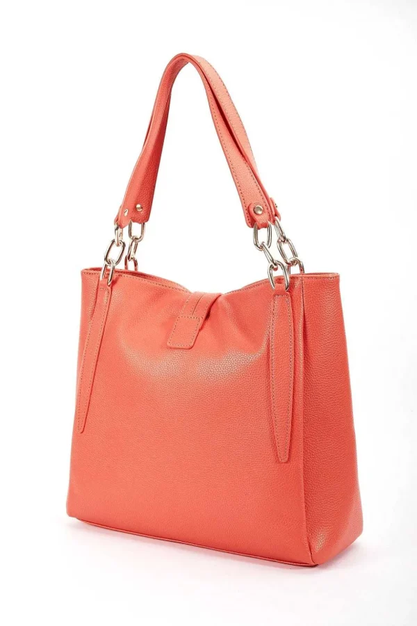 Chain Detail Tote In Orange