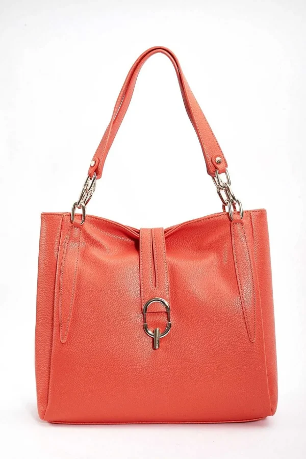 Chain Detail Tote In Orange