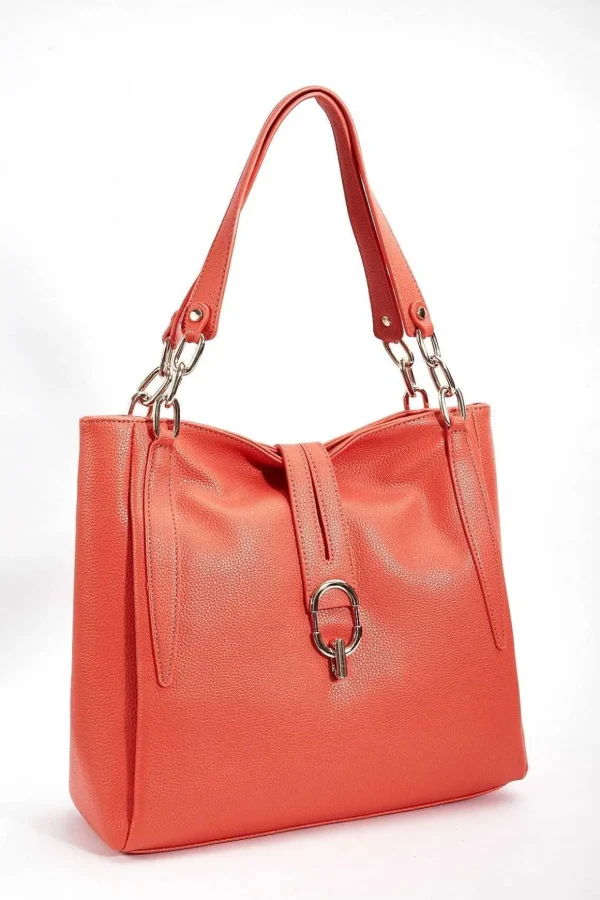 Chain Detail Tote In Orange