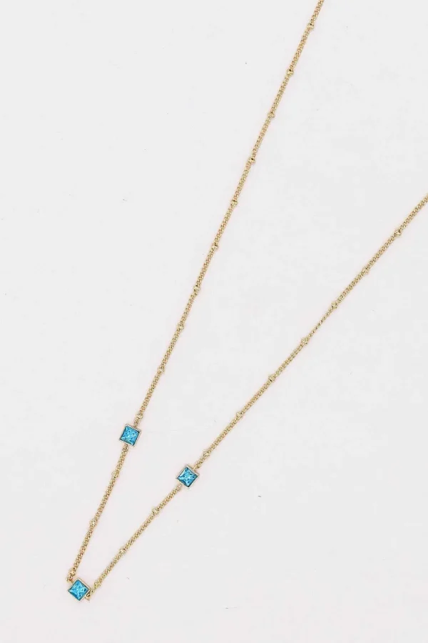 Chain With Aqua Square Detailing
