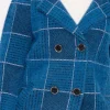 Check Buttoned Coatigan In Teal