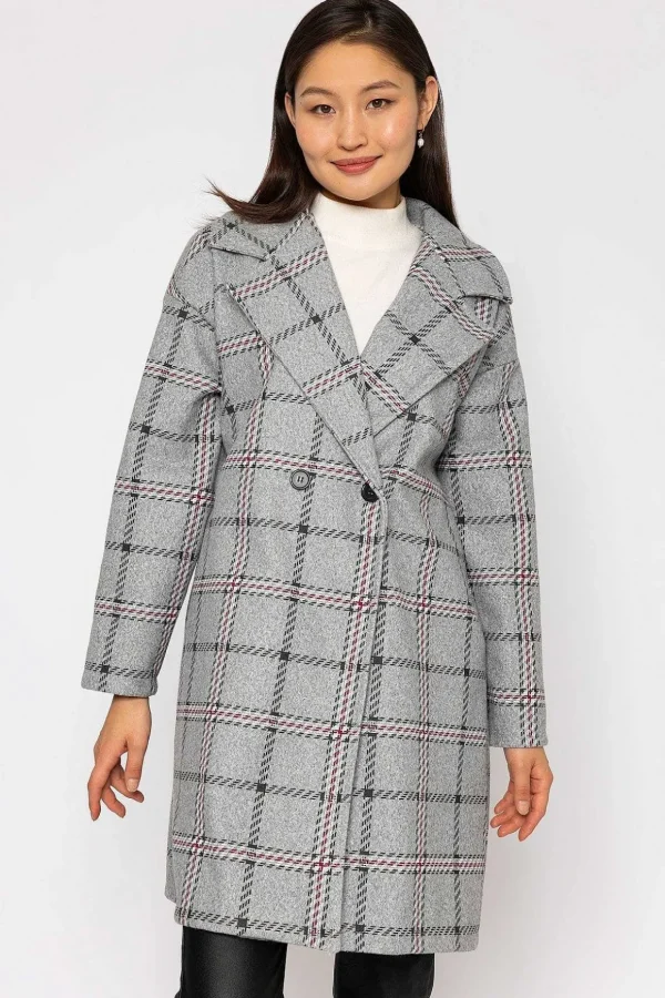 Check Coat In Grey