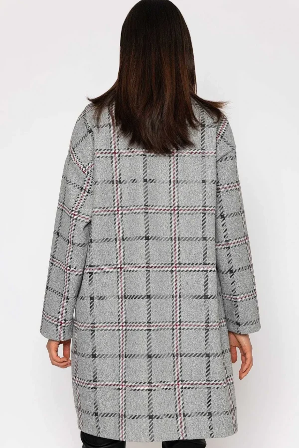Check Coat In Grey