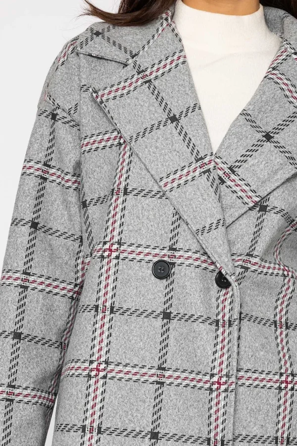 Check Coat In Grey