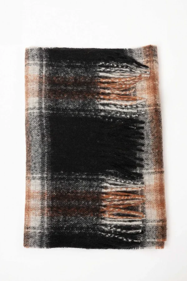 Check Scarf In Black