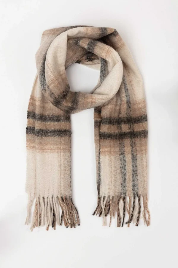 Check Scarf In Brown Tones