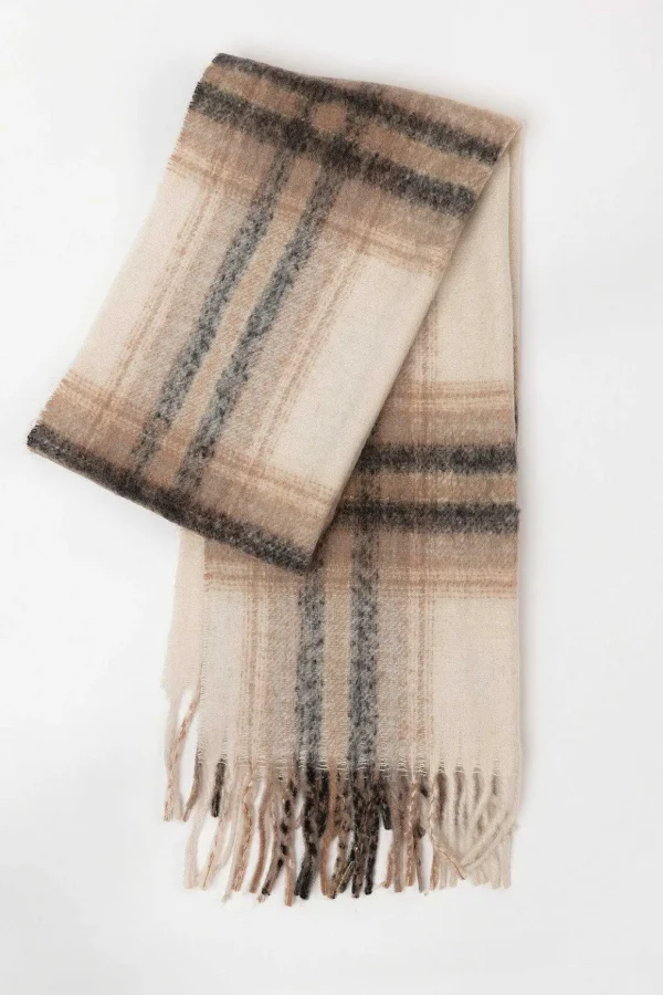 Check Scarf In Brown Tones