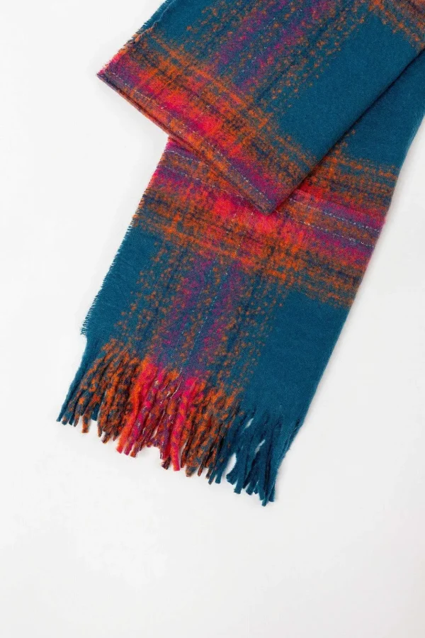 Check Scarf In Navy