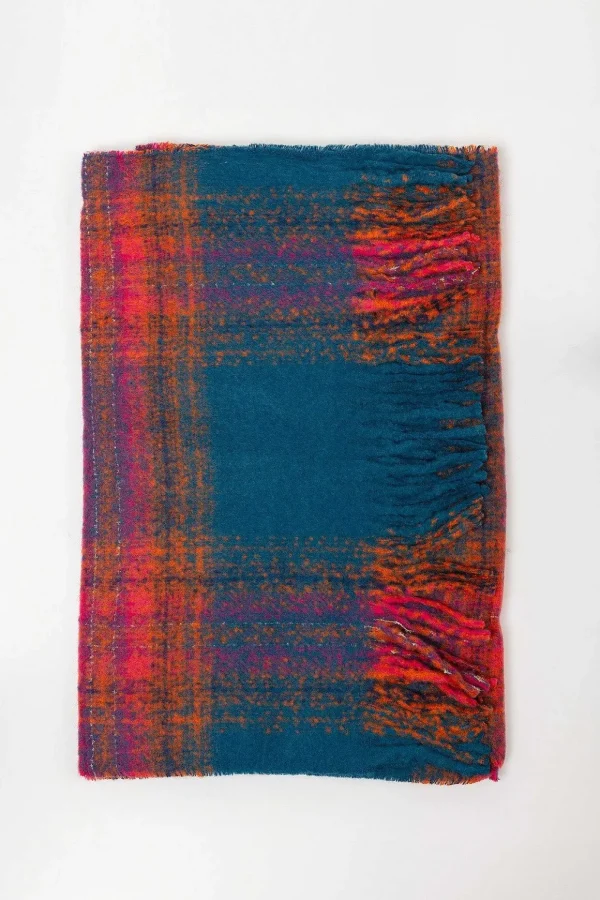 Check Scarf In Navy