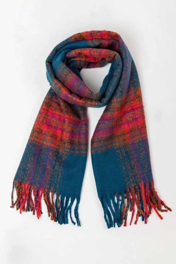 Check Scarf In Navy