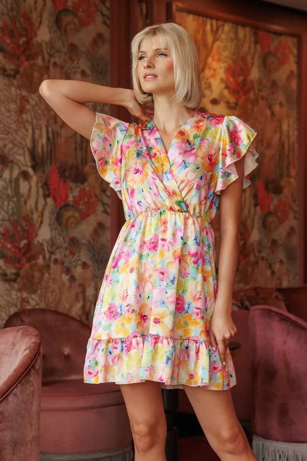 Cheryl Mini Dress In Multi Print