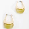 Chunky Hoop Earrings With Green Stone