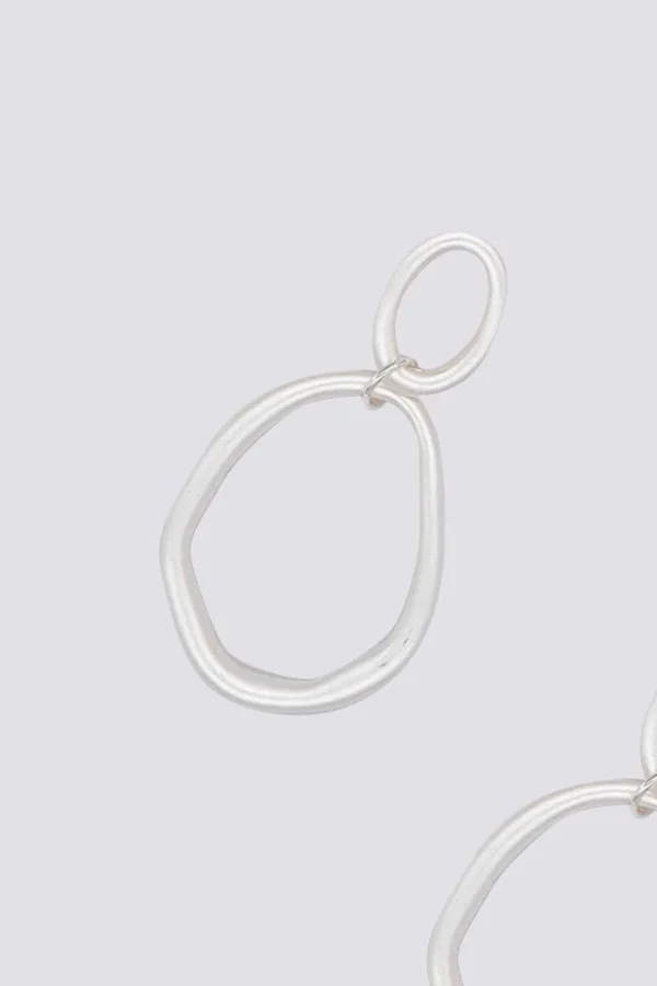 Circle Drop Earrings In Silver