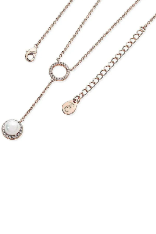 Circle Drop Pearl Pendant Necklace