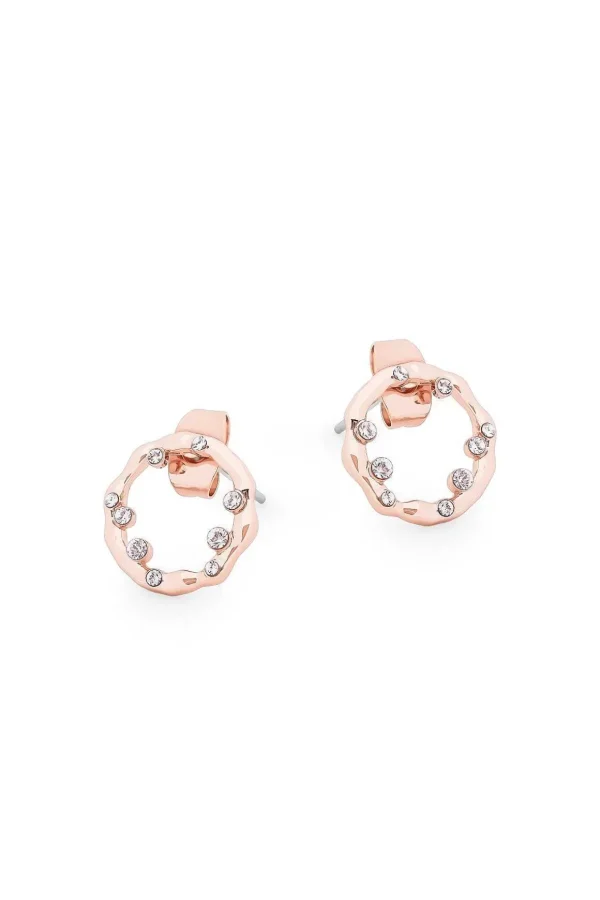 Circle Inset Earrings In Rose Gold