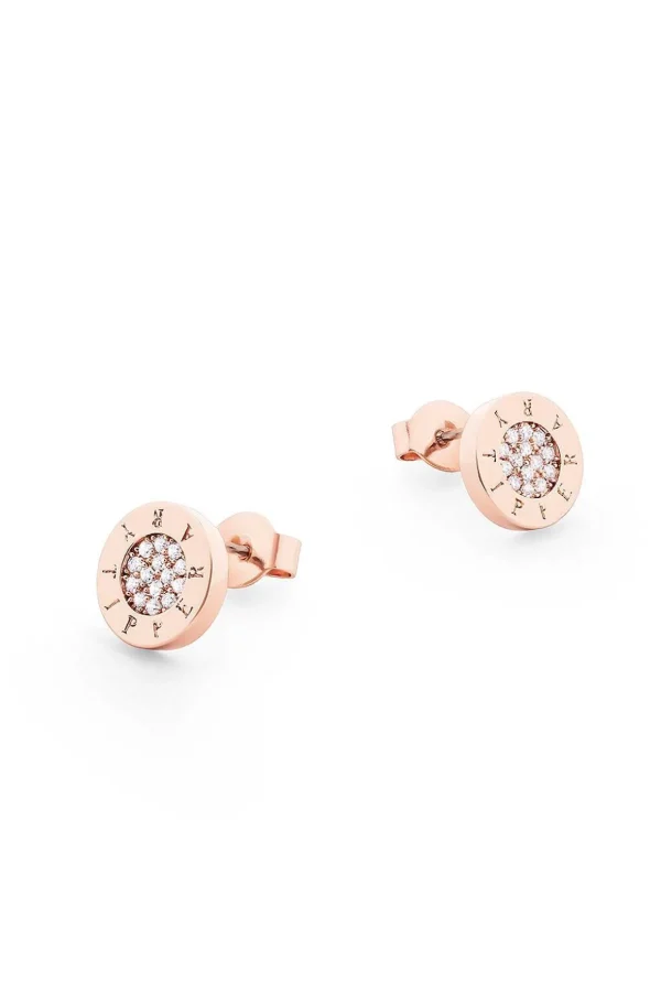 Circle Pave Rose Gold Stud Earrings