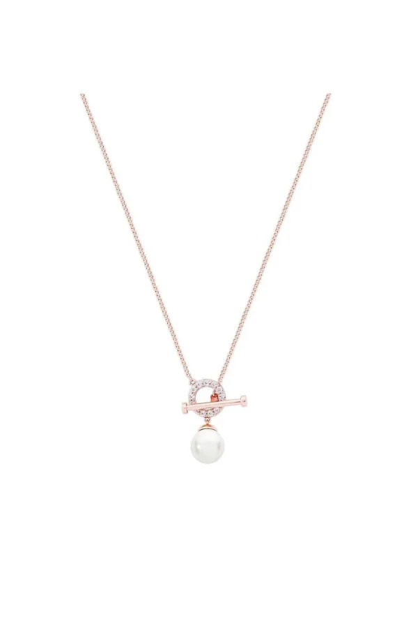 Circle T-Bar Necklace In Rose Gold