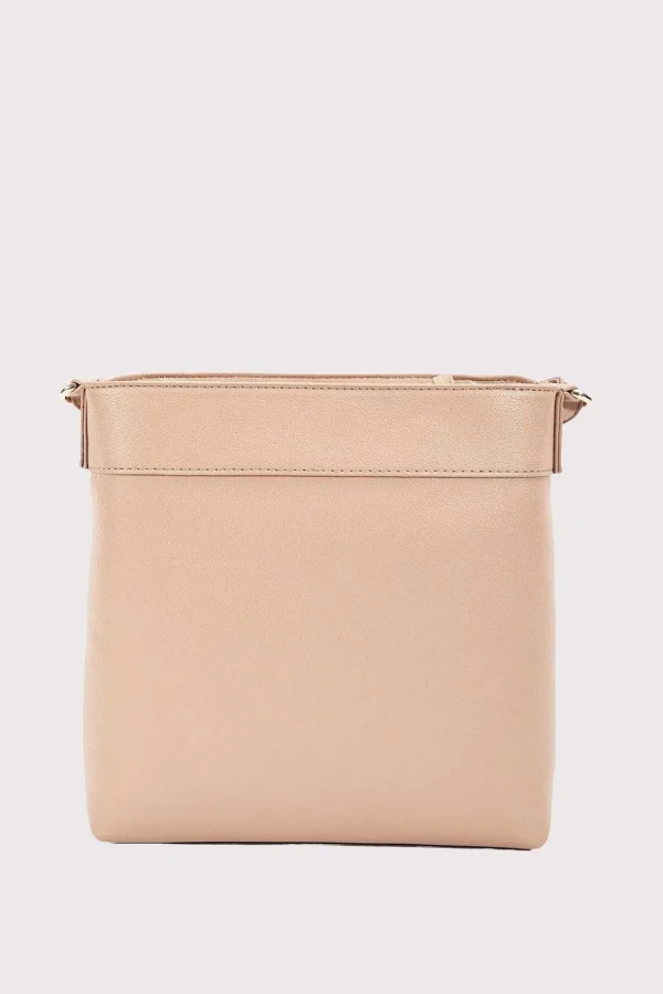 Classic Crossbody Front Zip Bag In Beige