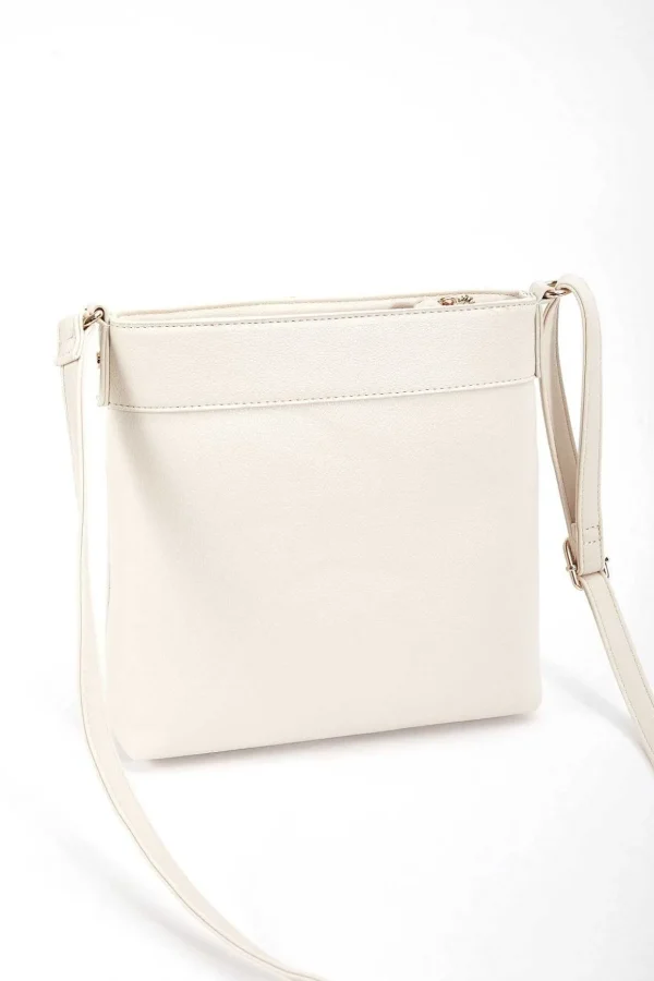 Classic Crossbody Front Zip Bag In Cream