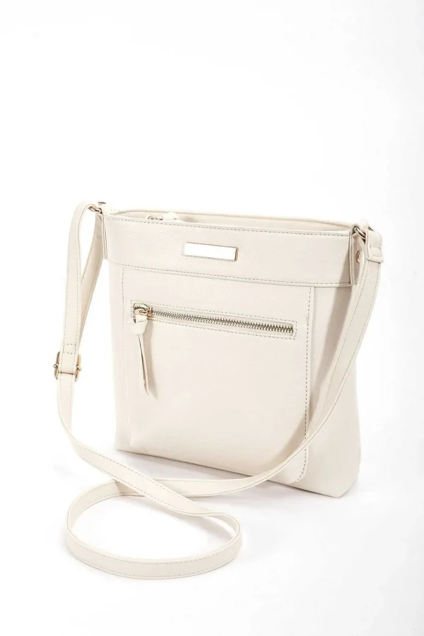 Classic Crossbody Front Zip Bag In Cream