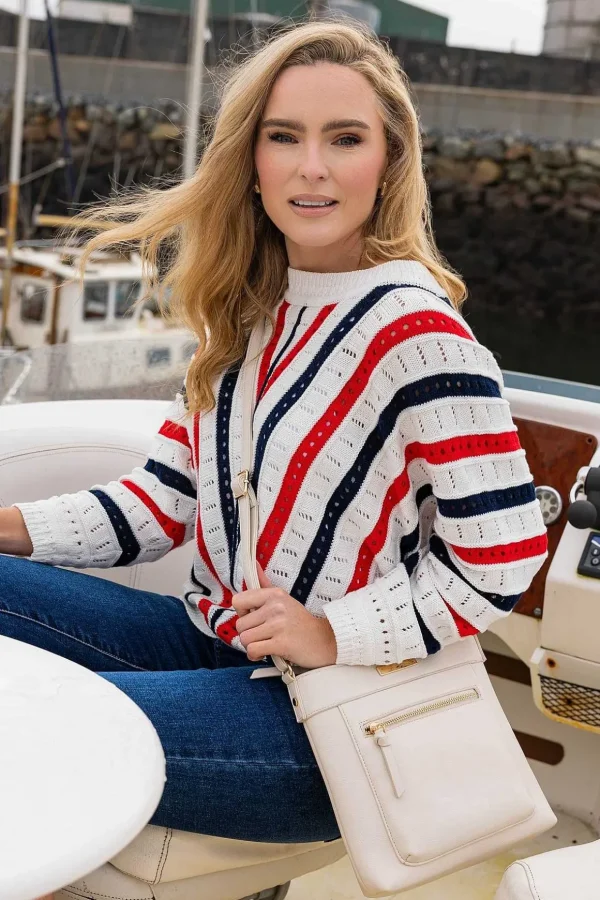 Classic Crossbody Front Zip Bag In Cream