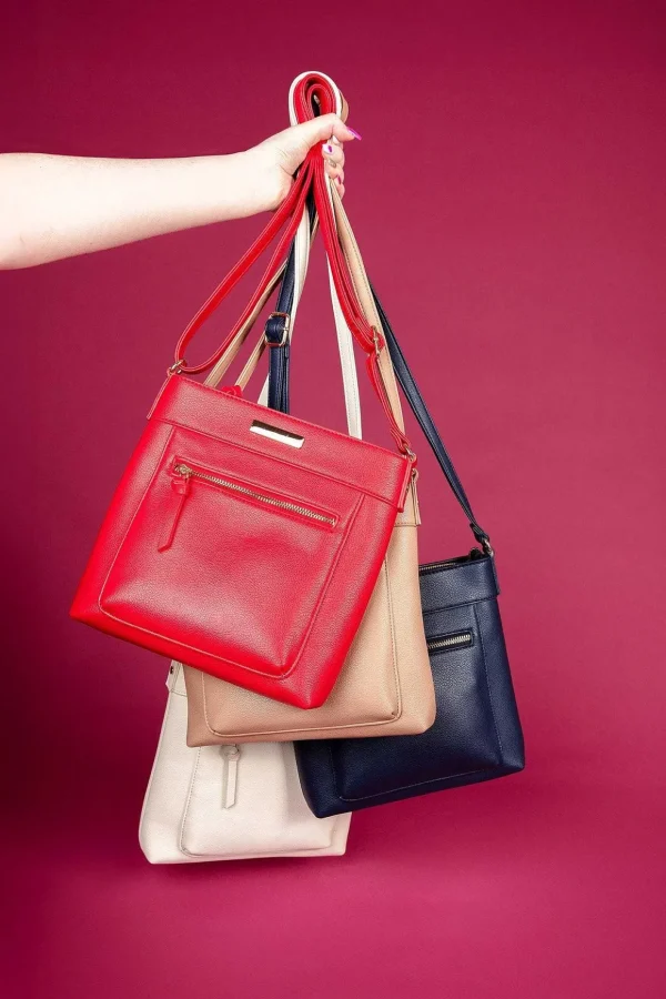 Classic Crossbody Front Zip Bag In Cream
