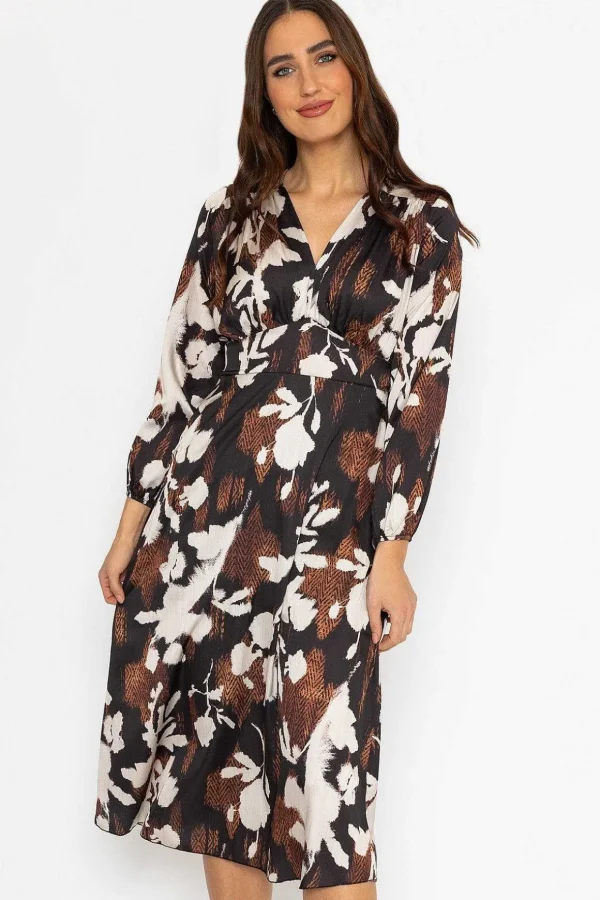 Cliodhna Brown Printed Midi Dress