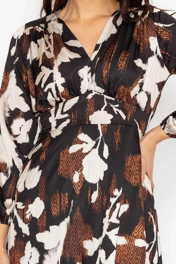 Cliodhna Brown Printed Midi Dress