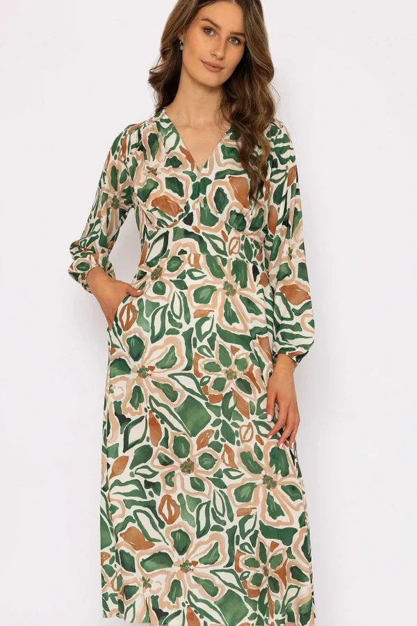 Cliodhna Green Printed Midi Dress