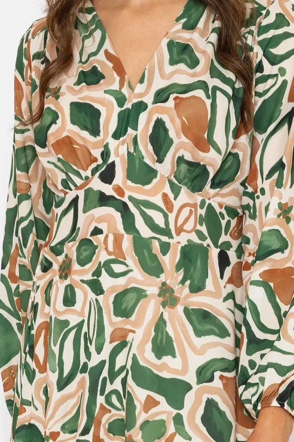Cliodhna Green Printed Midi Dress