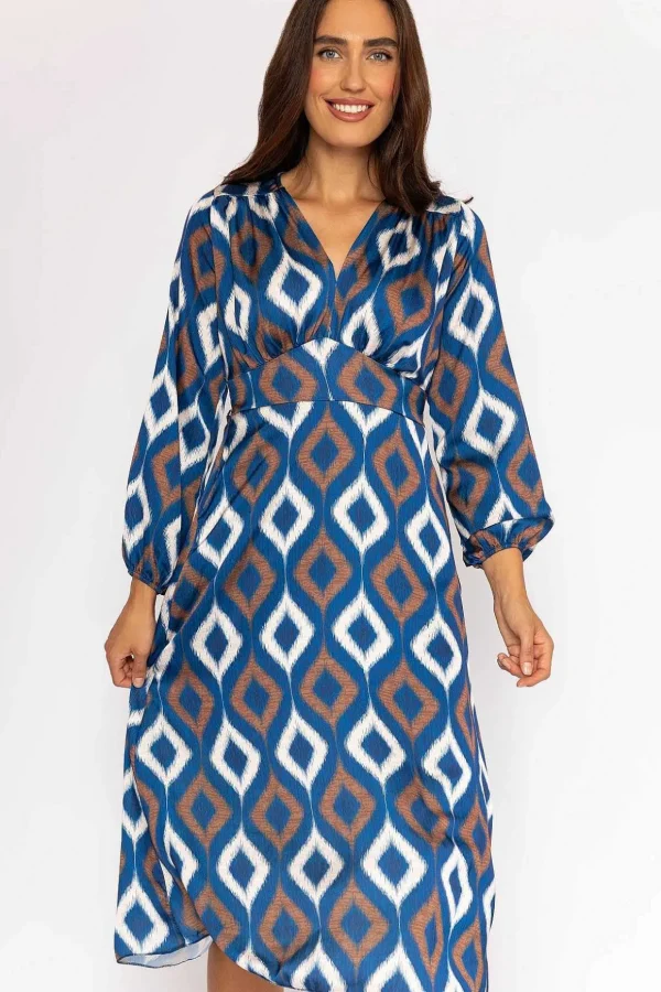 Cliodhna Navy Printed Midi Dress