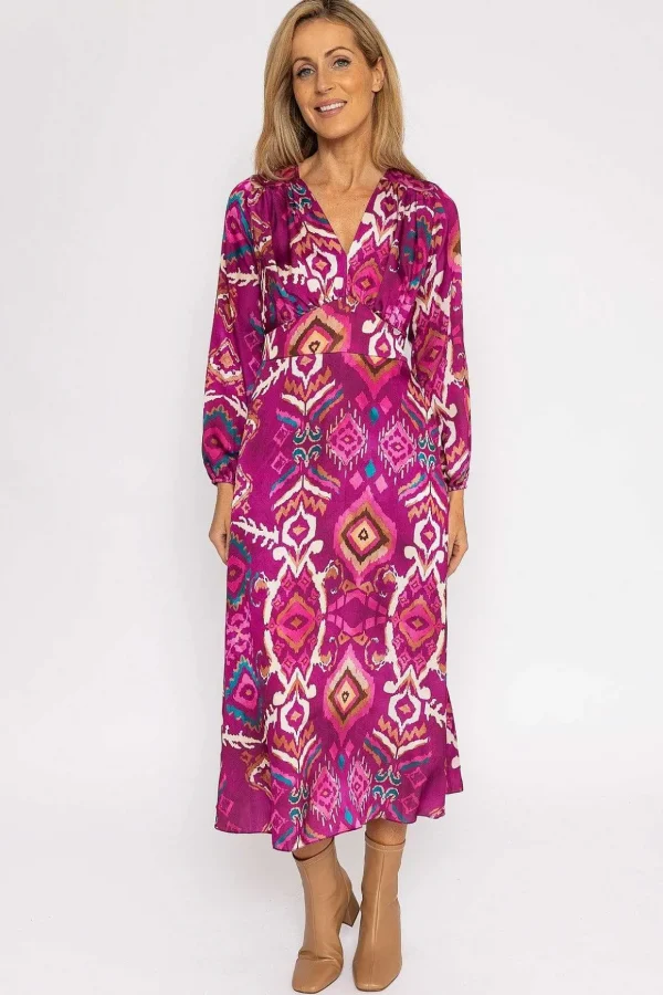 Cliodhna Pink Printed Midi Dress