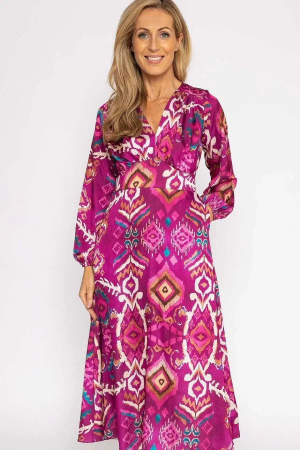 Cliodhna Pink Printed Midi Dress