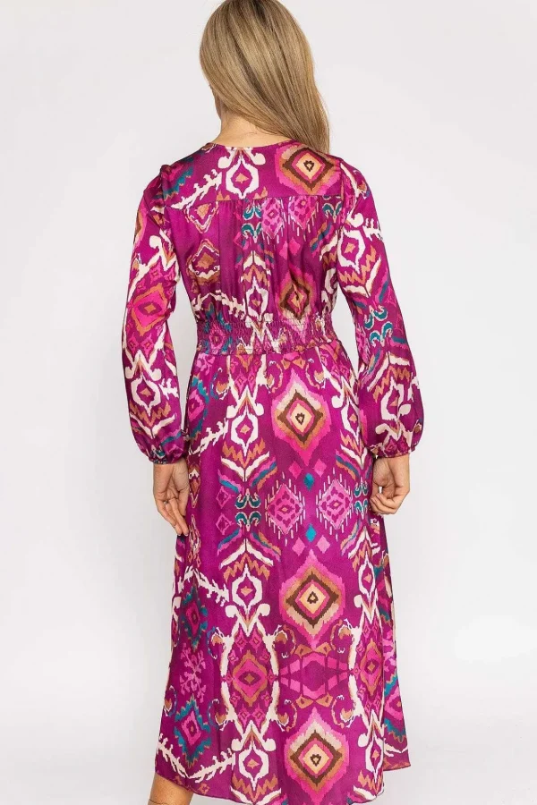 Cliodhna Pink Printed Midi Dress