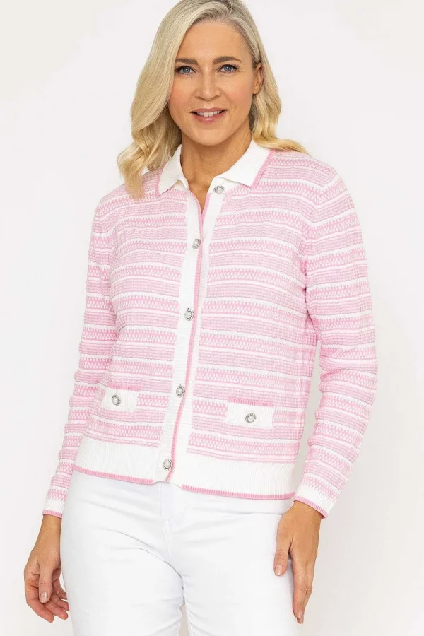 Collar Cardigan In Pink