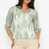 Collarless Blouse In Khaki