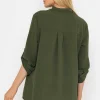 Collarless Shirt In Khaki