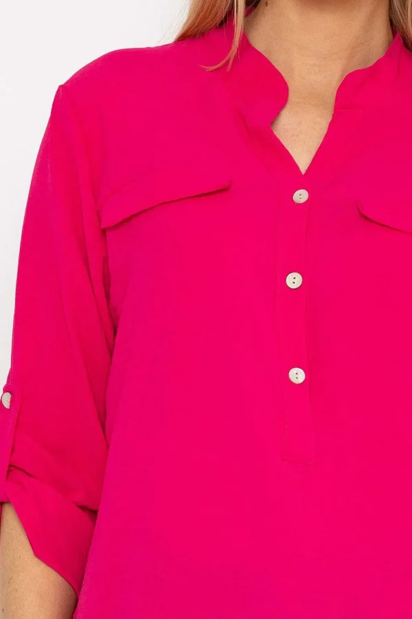 Collarless Shirt In Pink