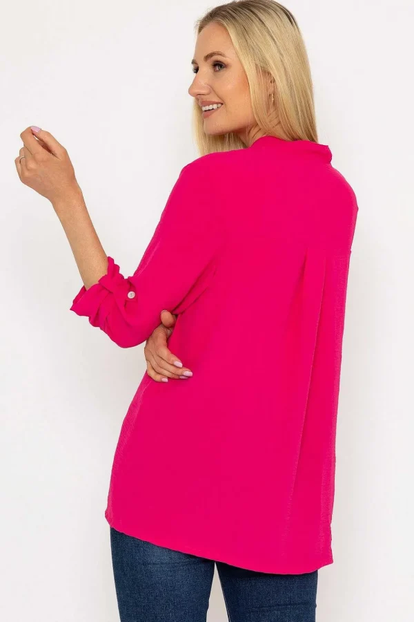 Collarless Shirt In Pink