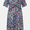 Colorful Dot Print Short Sleeve Midi Dress