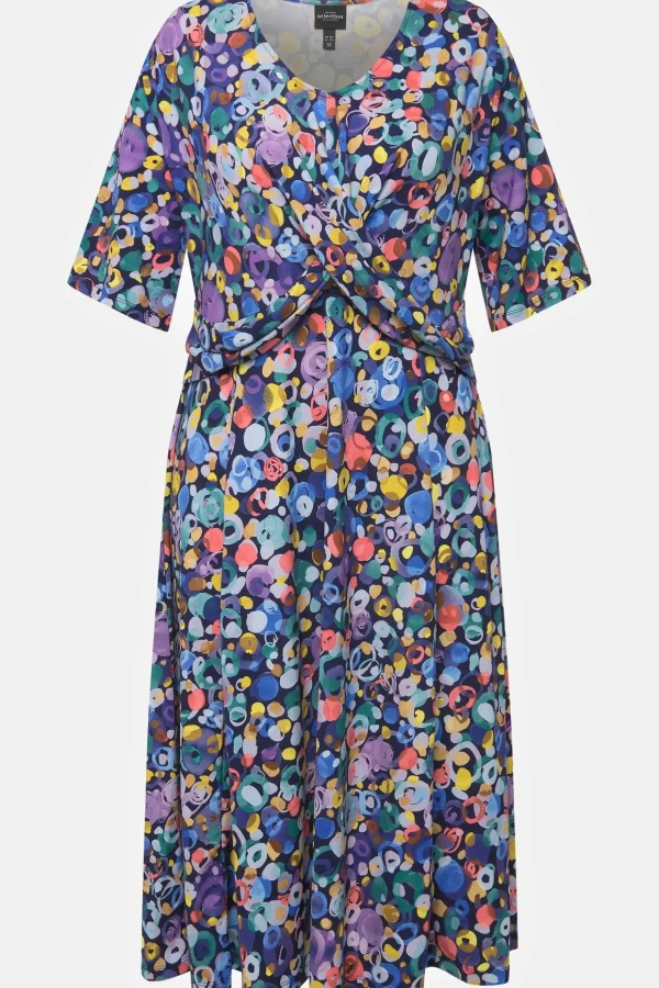Colorful Dot Print Short Sleeve Midi Dress