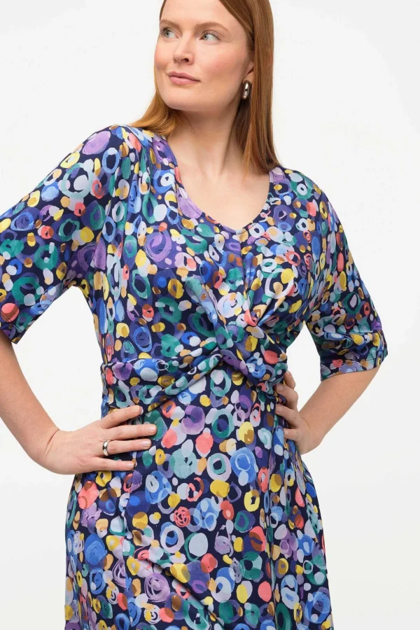 Colorful Dot Print Short Sleeve Midi Dress
