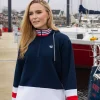 Colour Block Half Zip Hooded Sweatshirt In Navy